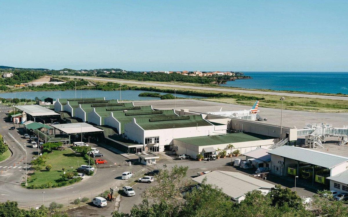 Maurice Bishop International Airport from the hillside