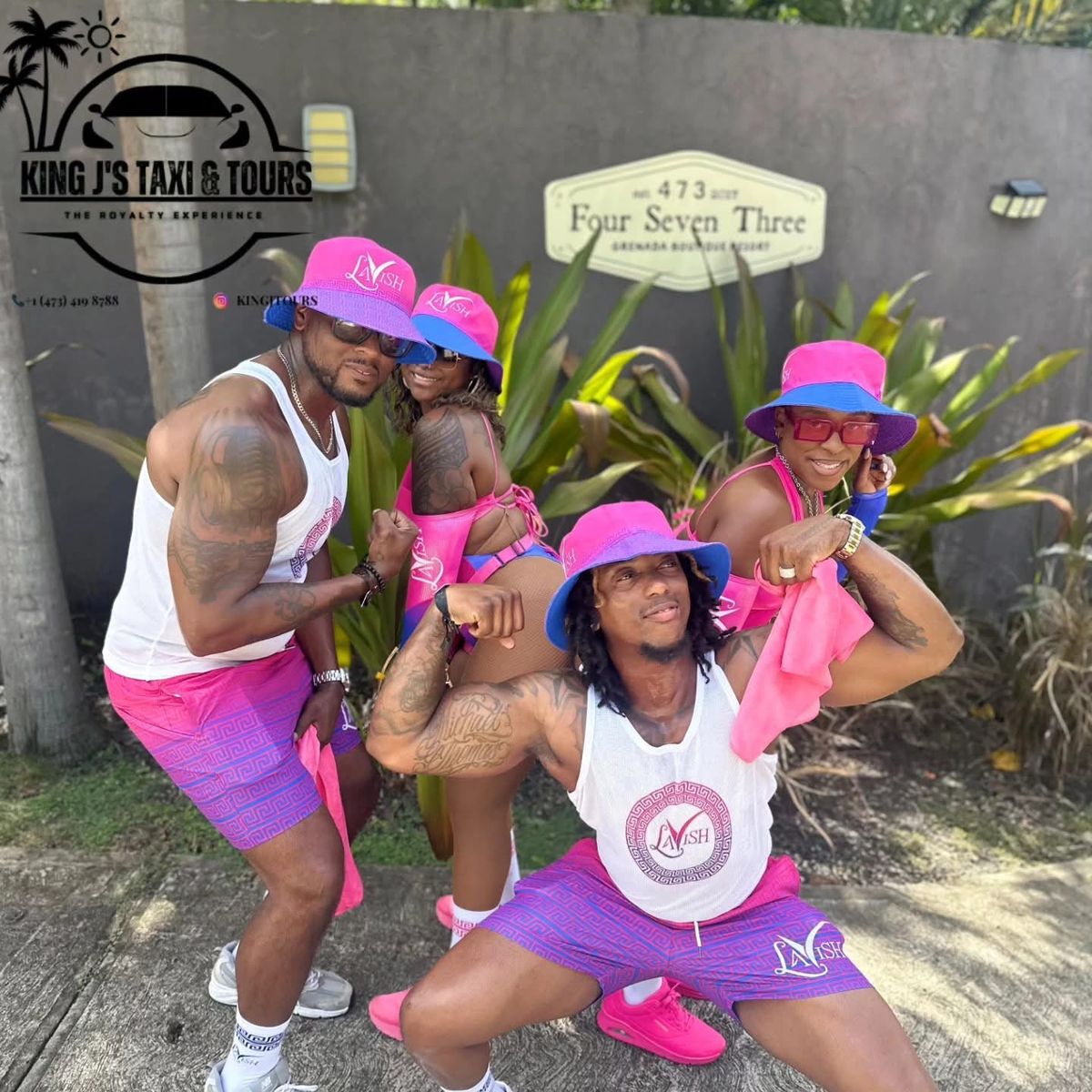 An ole mas band on the road at Spice Mas