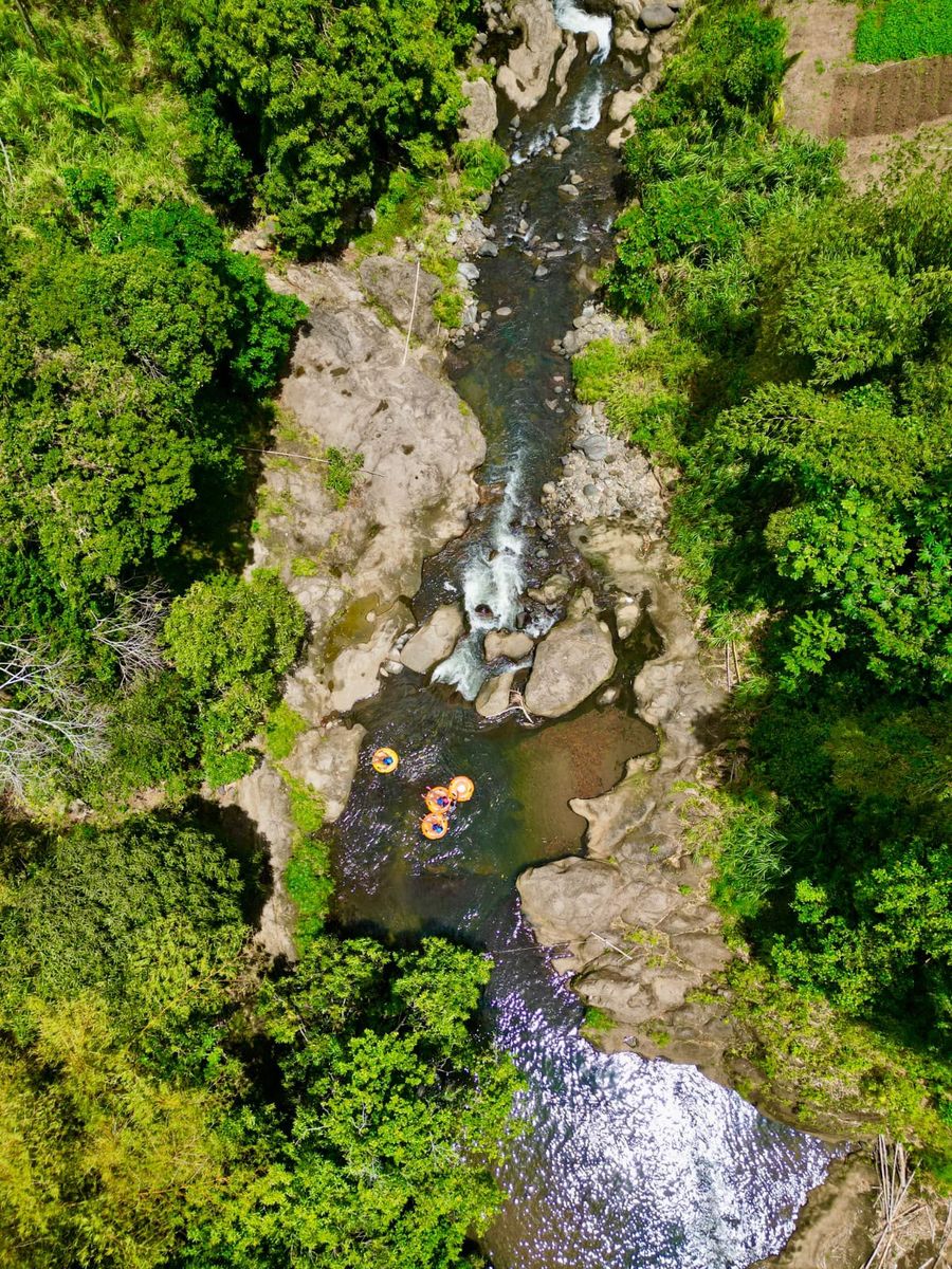 A waterfall and its pool from the air