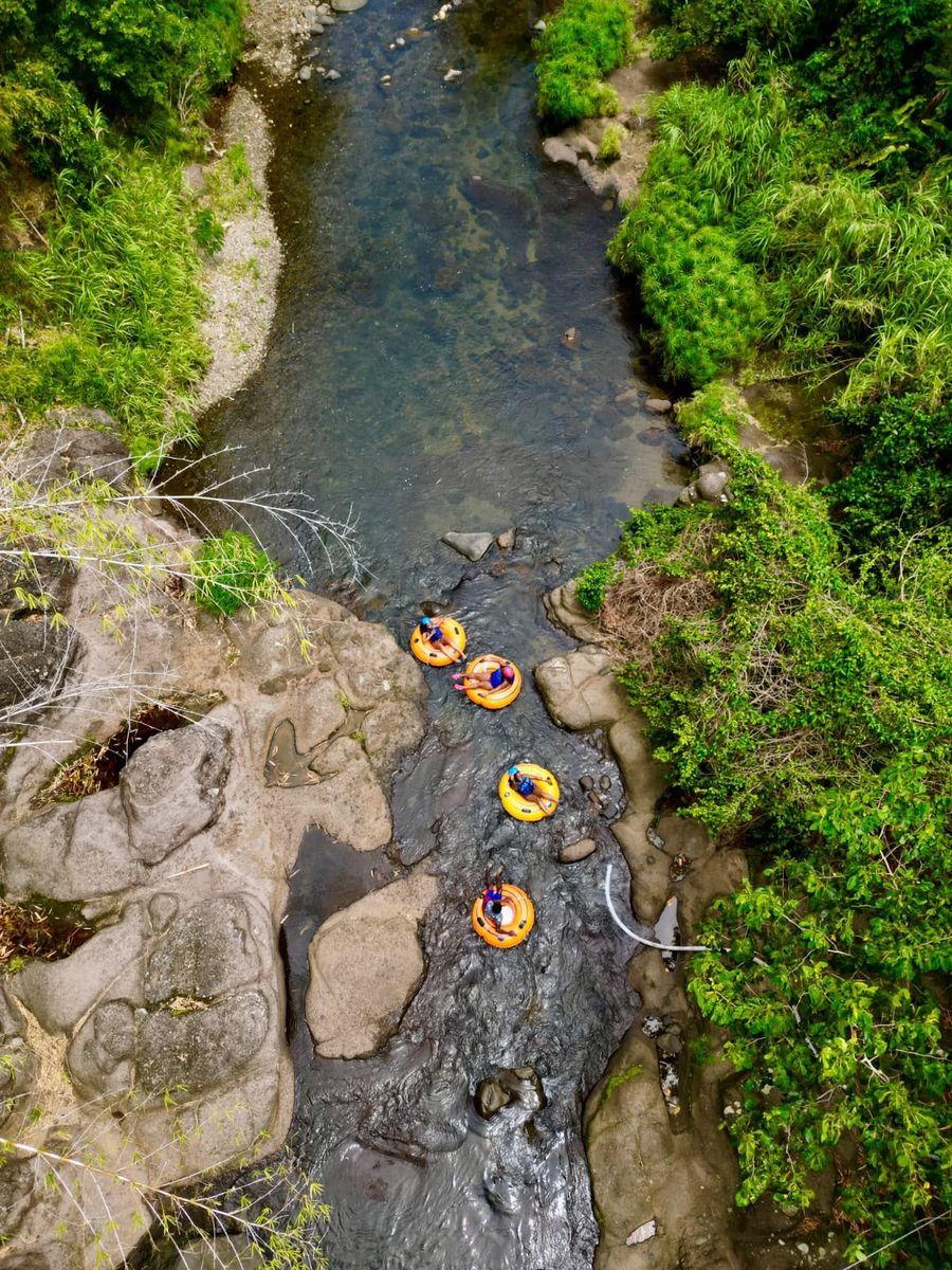 The tubing run seen from directly overhead