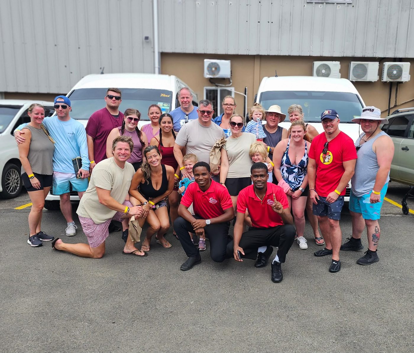 A full tour group with the King J’s drivers and vans